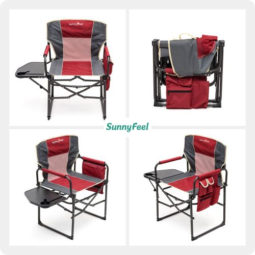 Camping Directors Chair, Heavy Duty,Oversized Portable Folding Chair with Side Table, Pocket for Beach, Fishing,Trip,Picnic,Lawn